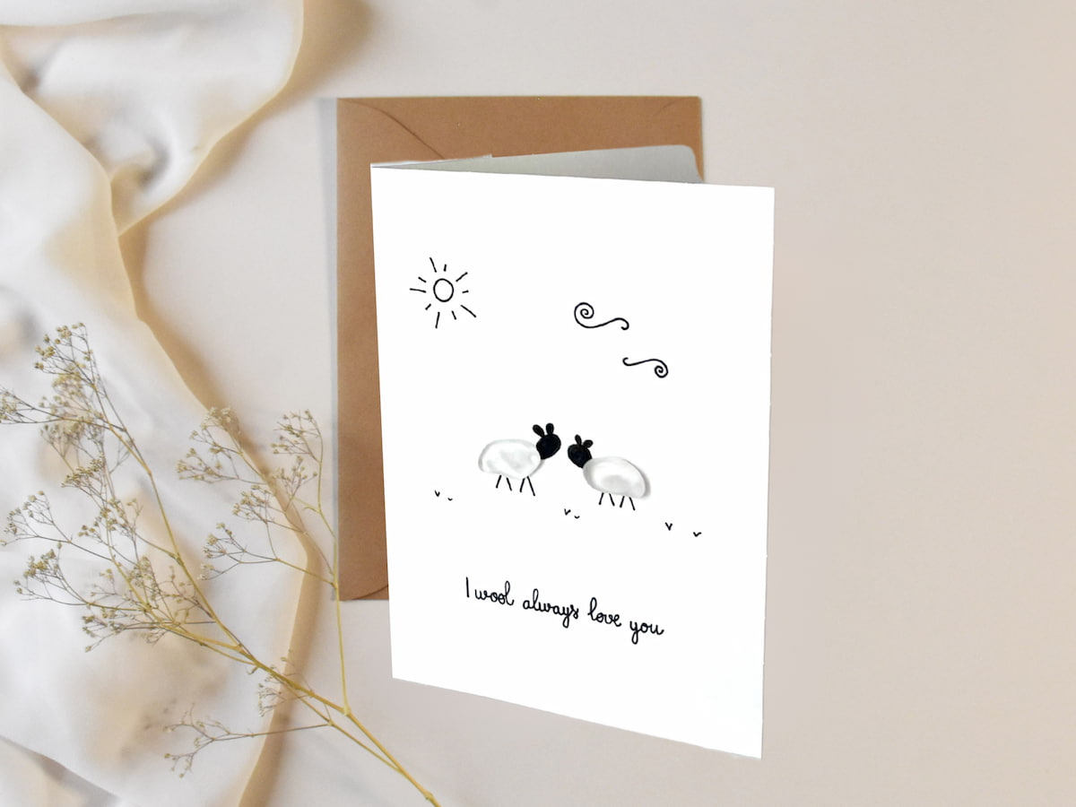 "I Wool Always Love You" - Handmade Sea Glass Greeting Card