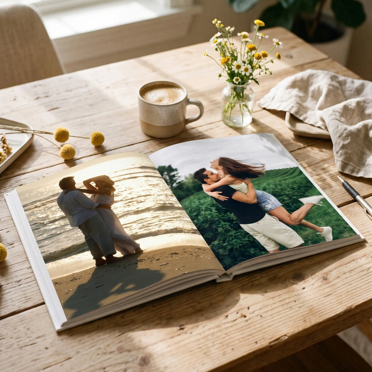 « Partagez votre histoire d'amour » - Livre photo personnalisé à couverture rigide