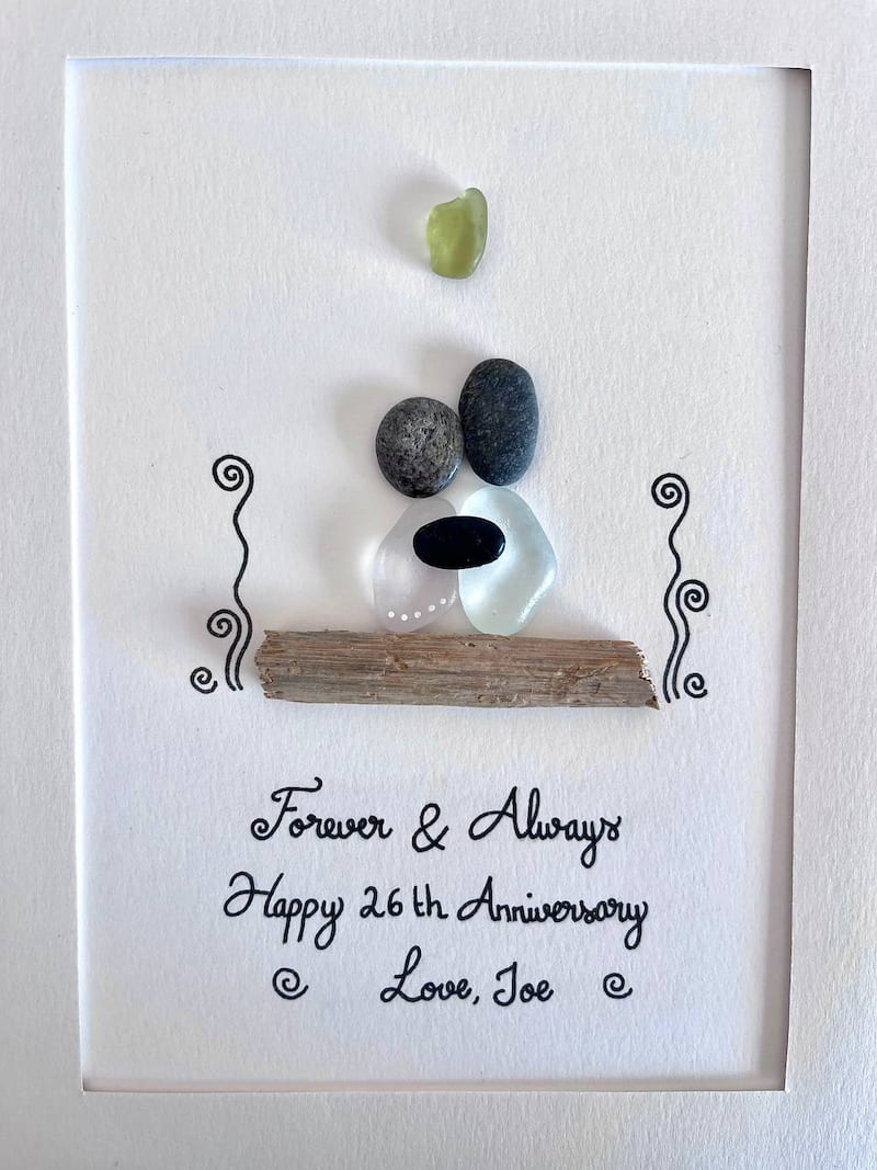"Forever & Always" - Personalized Sea Glass & Pebble Picture Frame Gift