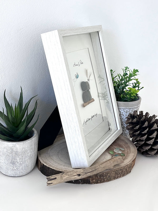"1st Paper Year Anniversary" - Personalized Sea Glass Picture Frame Gift