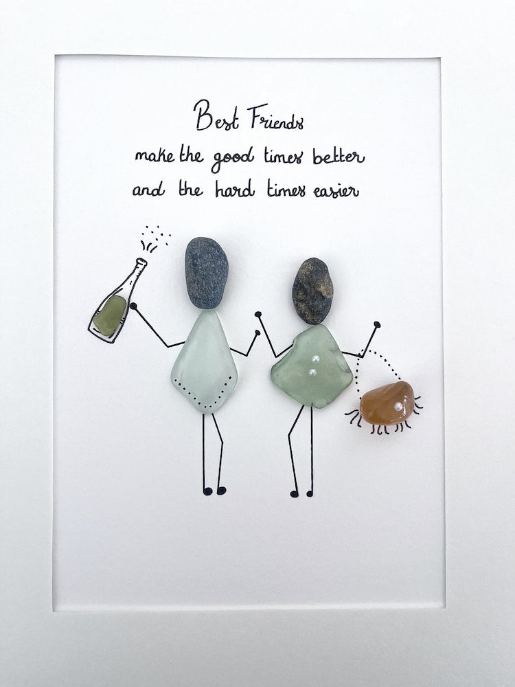 "Best Friends Make Good Times" - Personalized Sea Glass Picture Frame Gift
