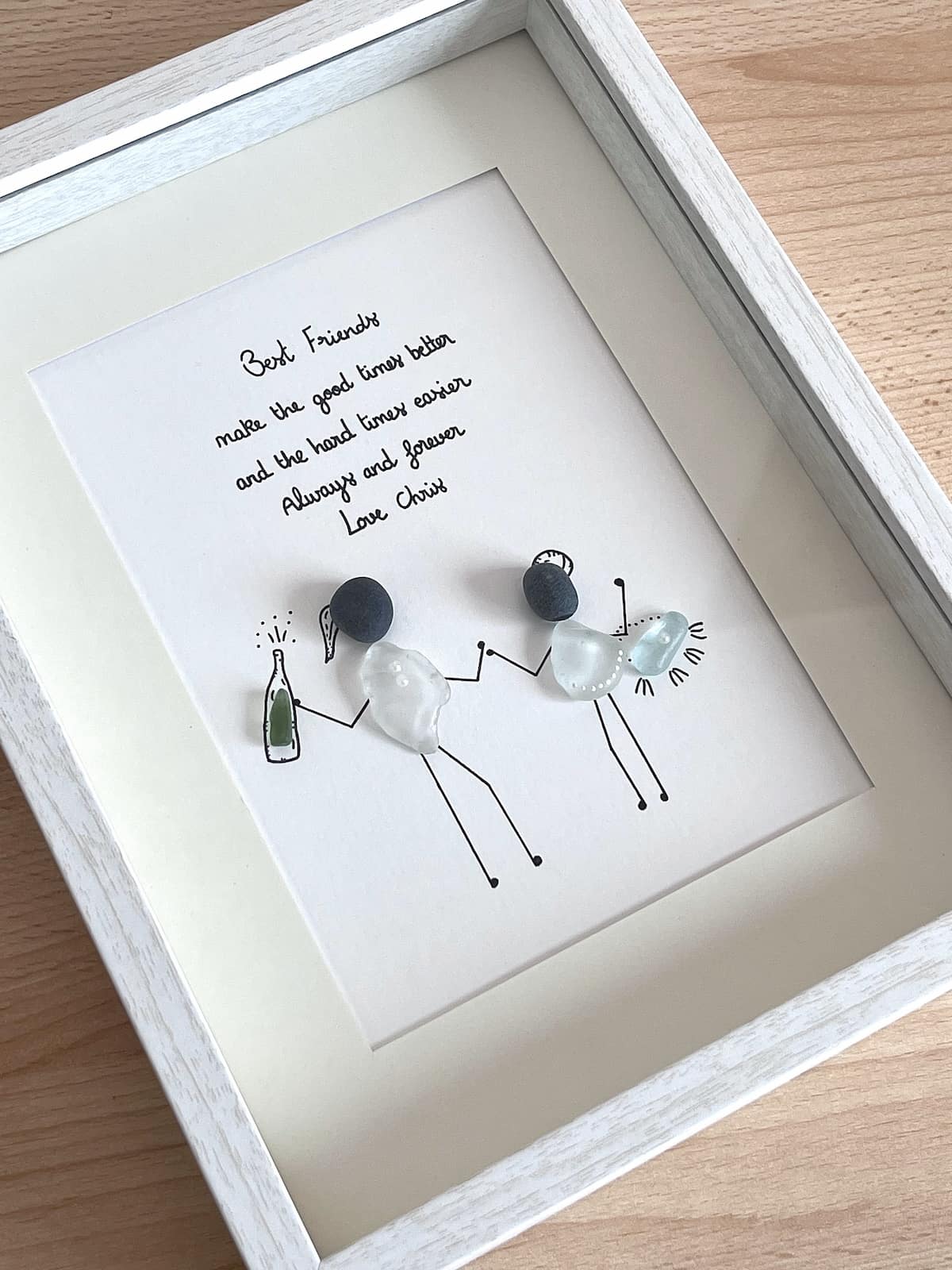 "Best Friends Make Good Times" - Personalized Sea Glass Picture Frame Gift