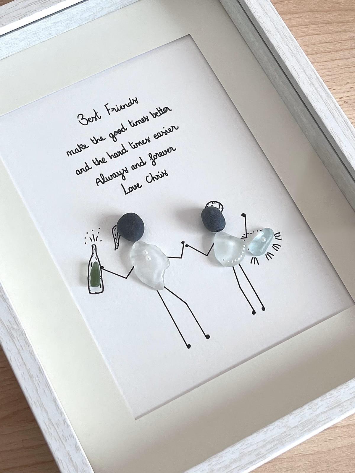 "Best Friends Make Good Times" - Personalized Sea Glass Picture Frame Gift