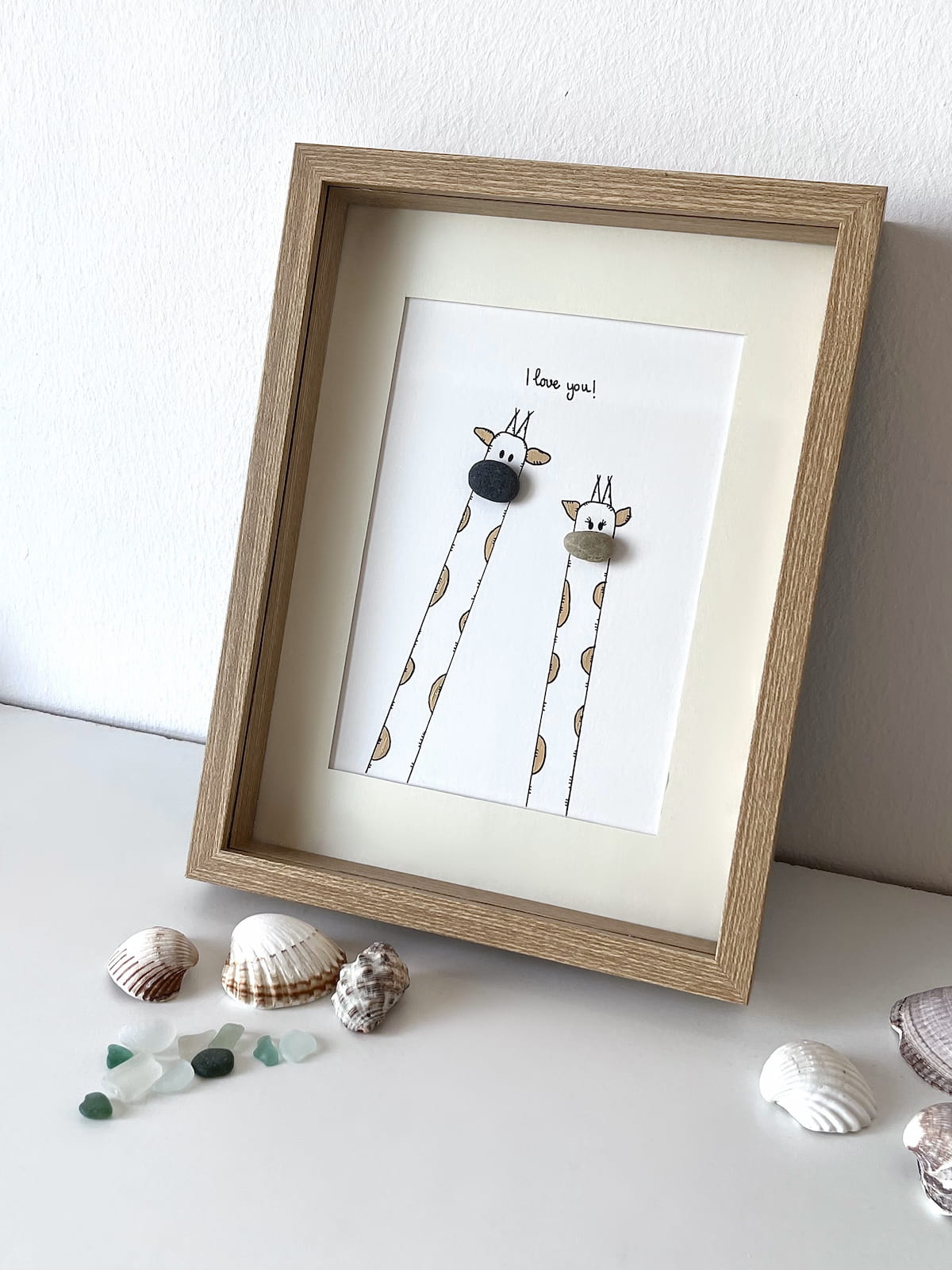 "Giraffe Love" - Personalized Sea Glass Picture Frame Gift
