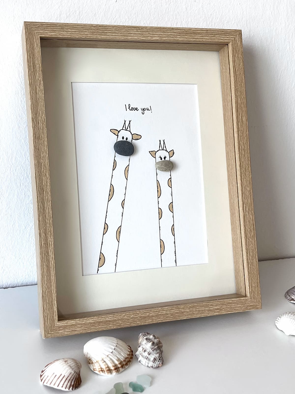"Giraffe Love" - Personalized Sea Glass Picture Frame Gift