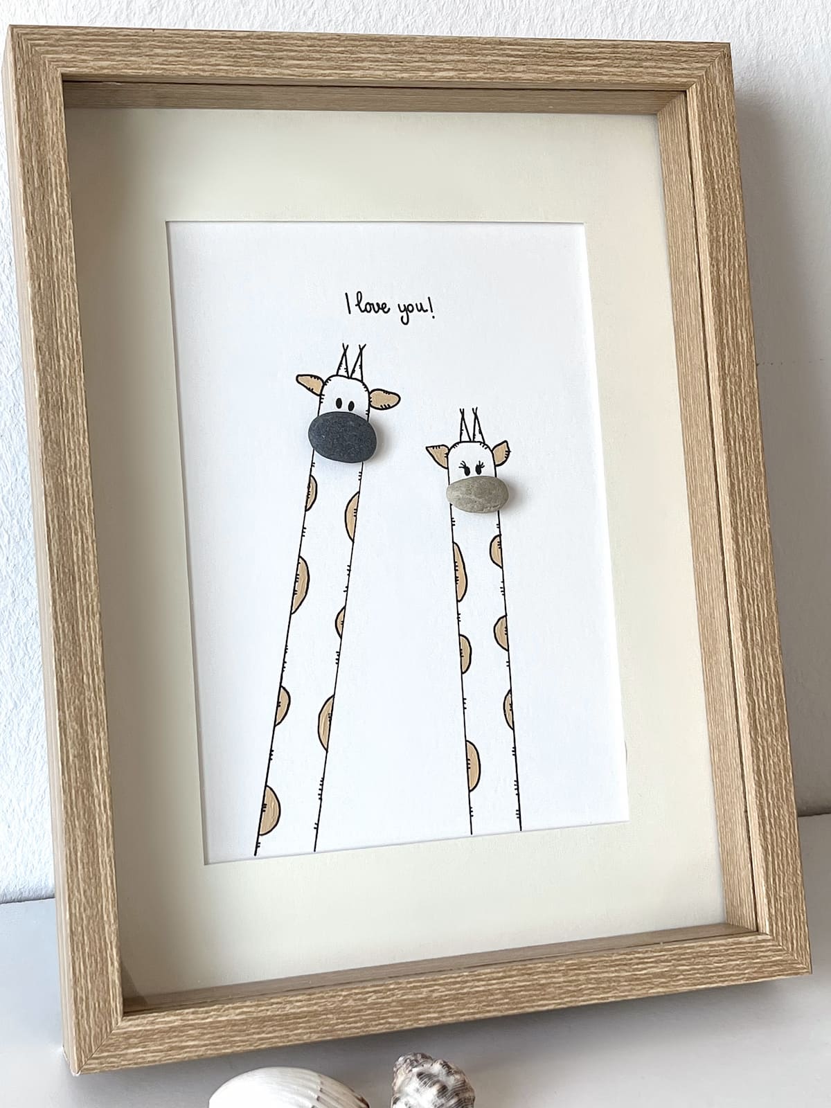 "Giraffe Love" - Personalized Sea Glass Picture Frame Gift