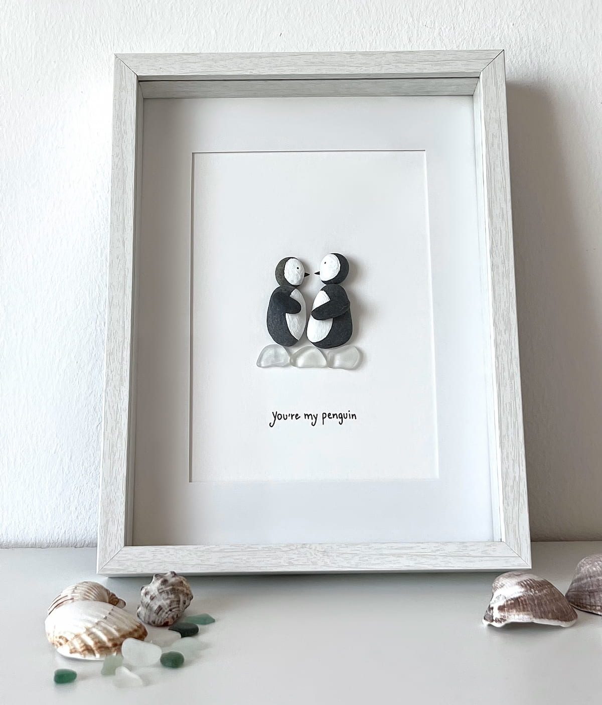 "You're My Penguin" - Personalized Sea Glass Picture Frame Gift