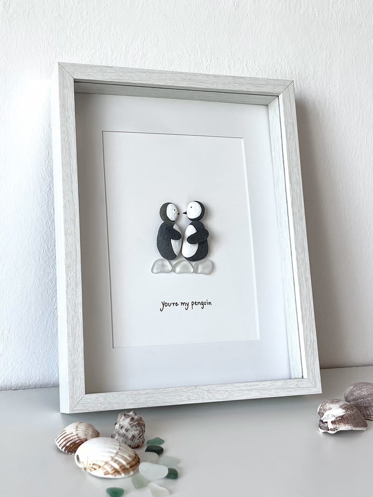 "You're My Penguin" - Personalized Sea Glass Picture Frame Gift