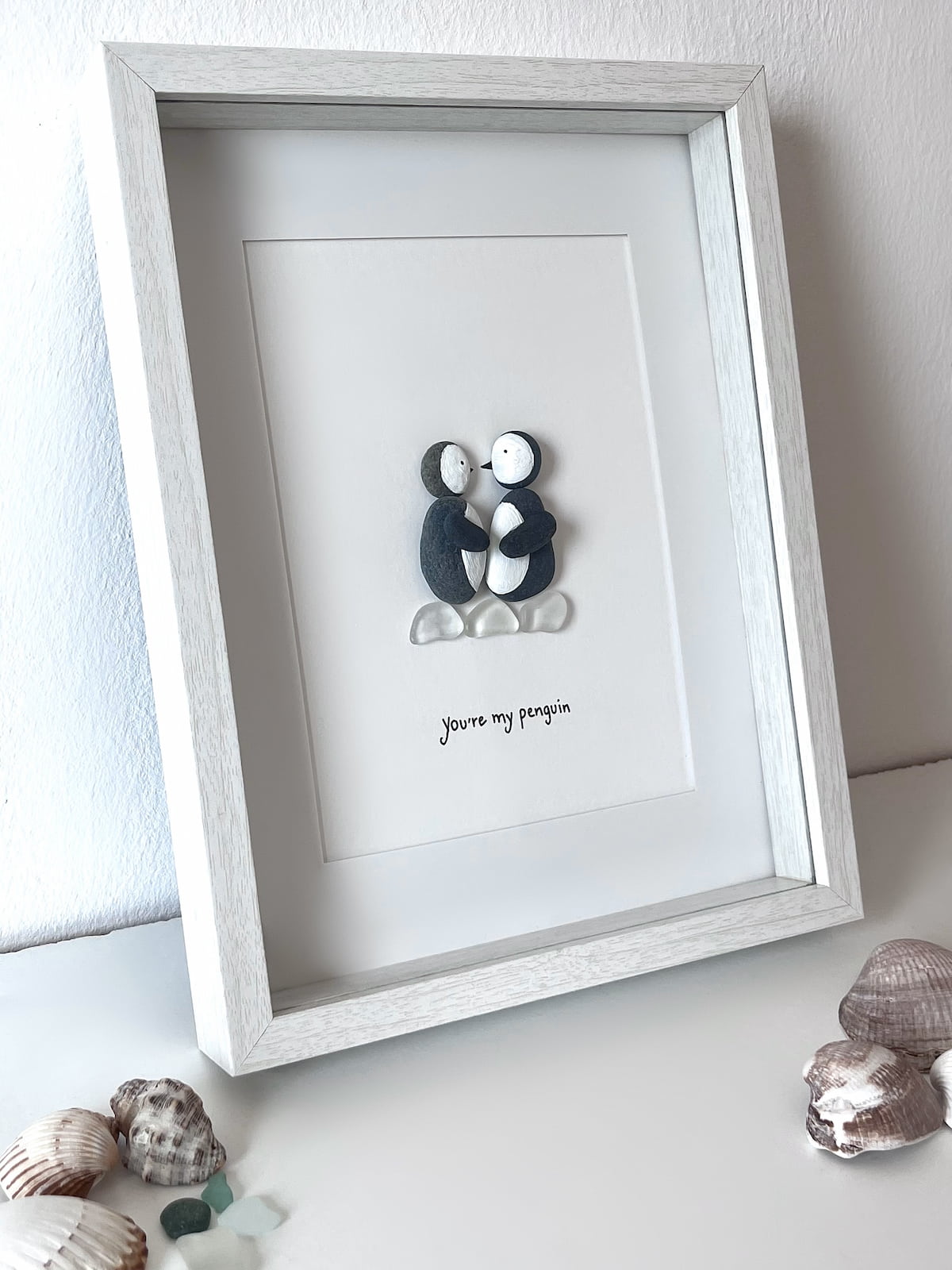 "You're My Penguin" - Personalized Sea Glass Picture Frame Gift