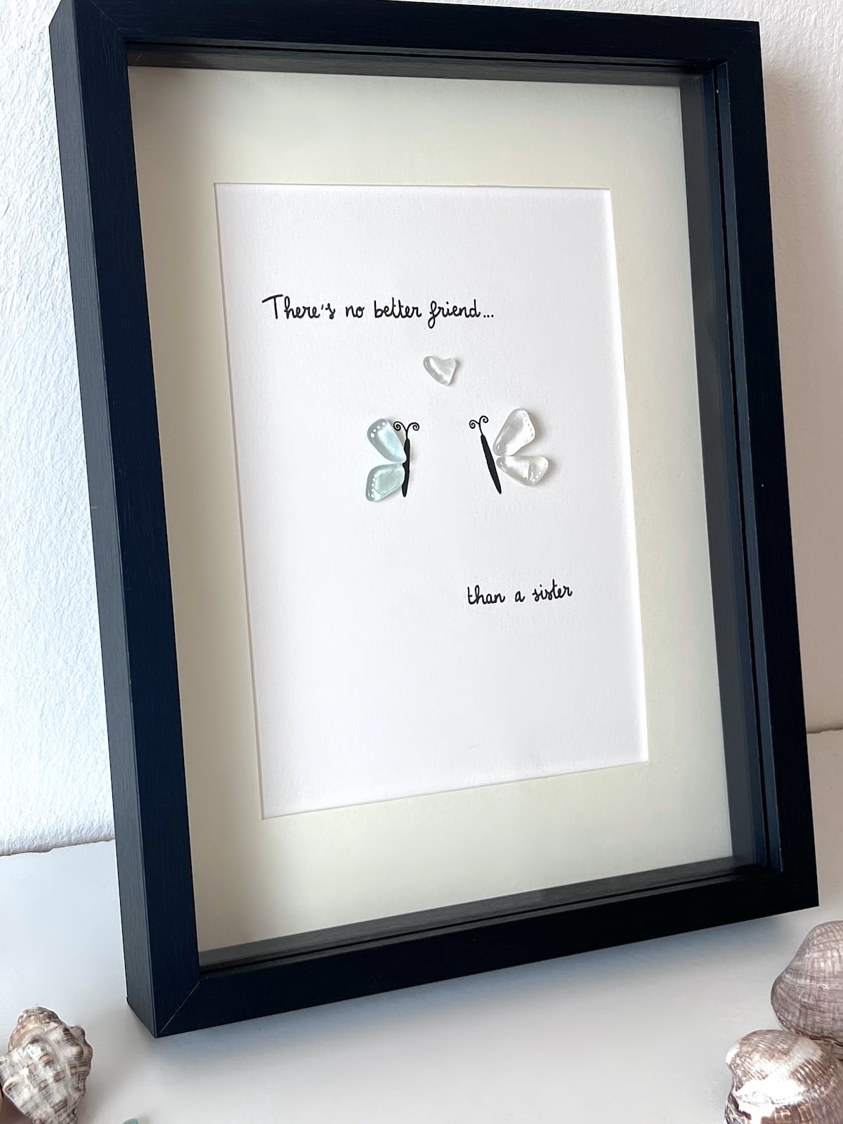 "You Give Me Butterflies" - Personalized Sea Glass Picture Frame Gift