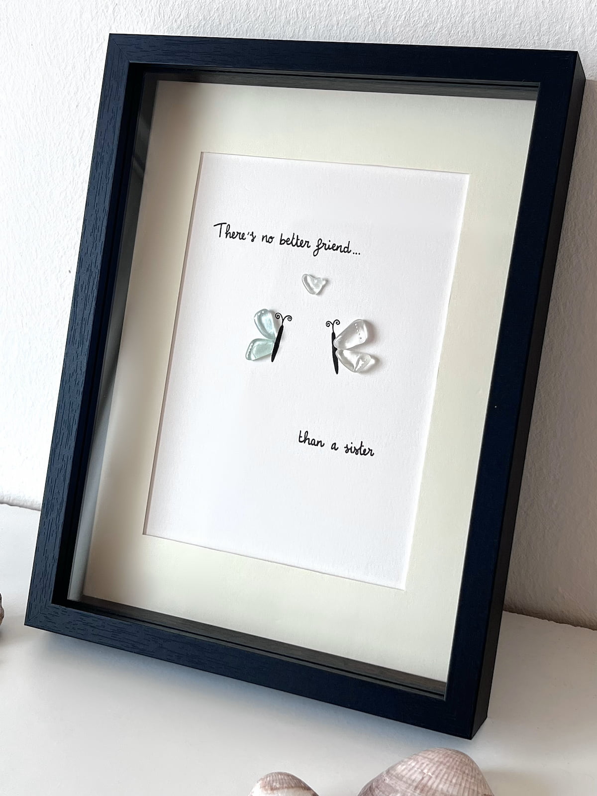 "You Give Me Butterflies" - Personalized Sea Glass Picture Frame Gift