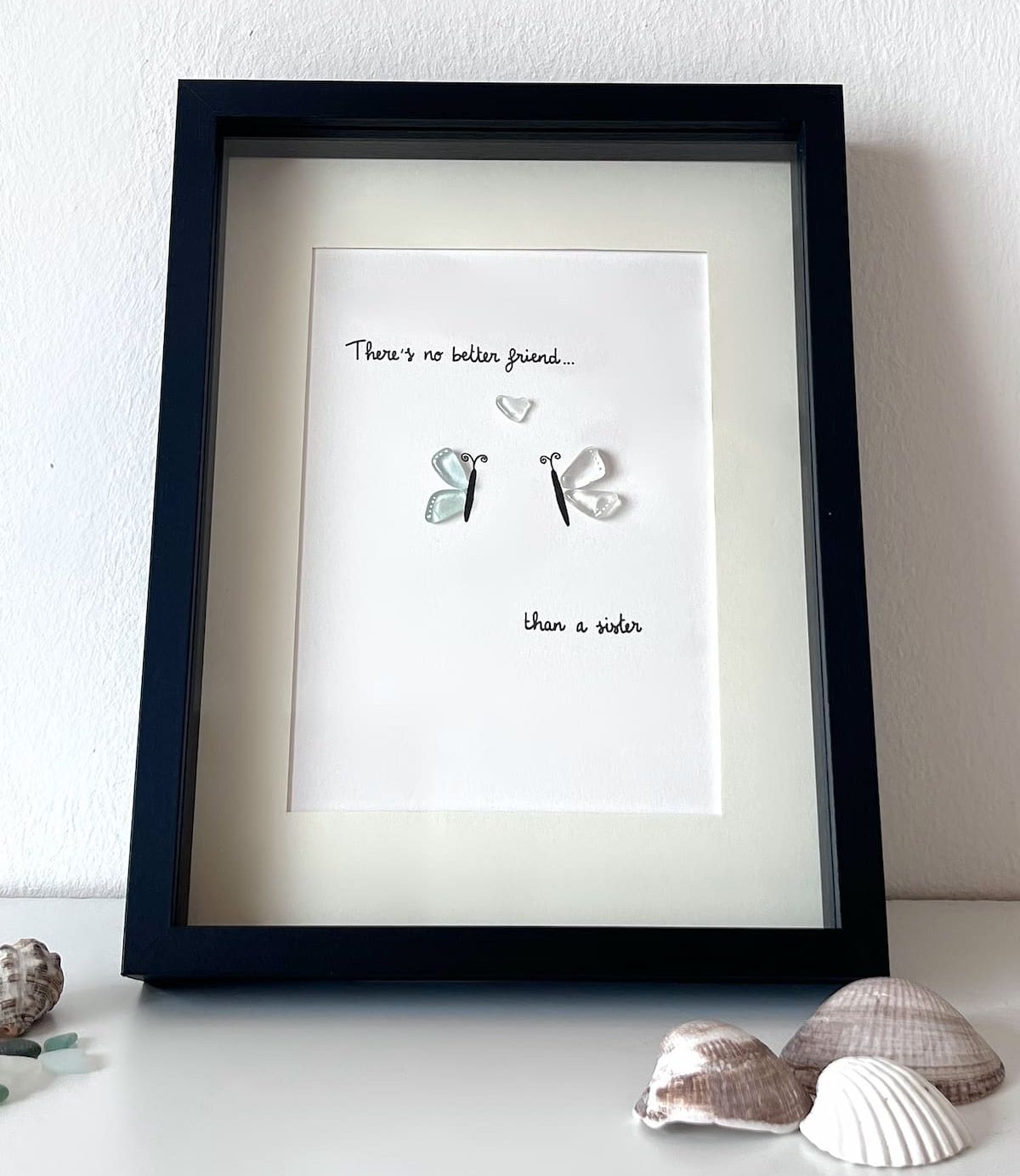 "You Give Me Butterflies" - Personalized Sea Glass Picture Frame Gift