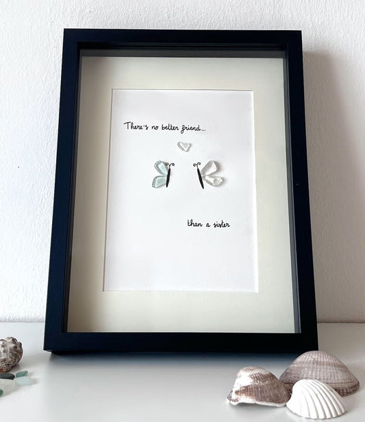 "Me Haces Sentir Mariposas" - Marco de Fotos Personalizado de Cristal de Mar