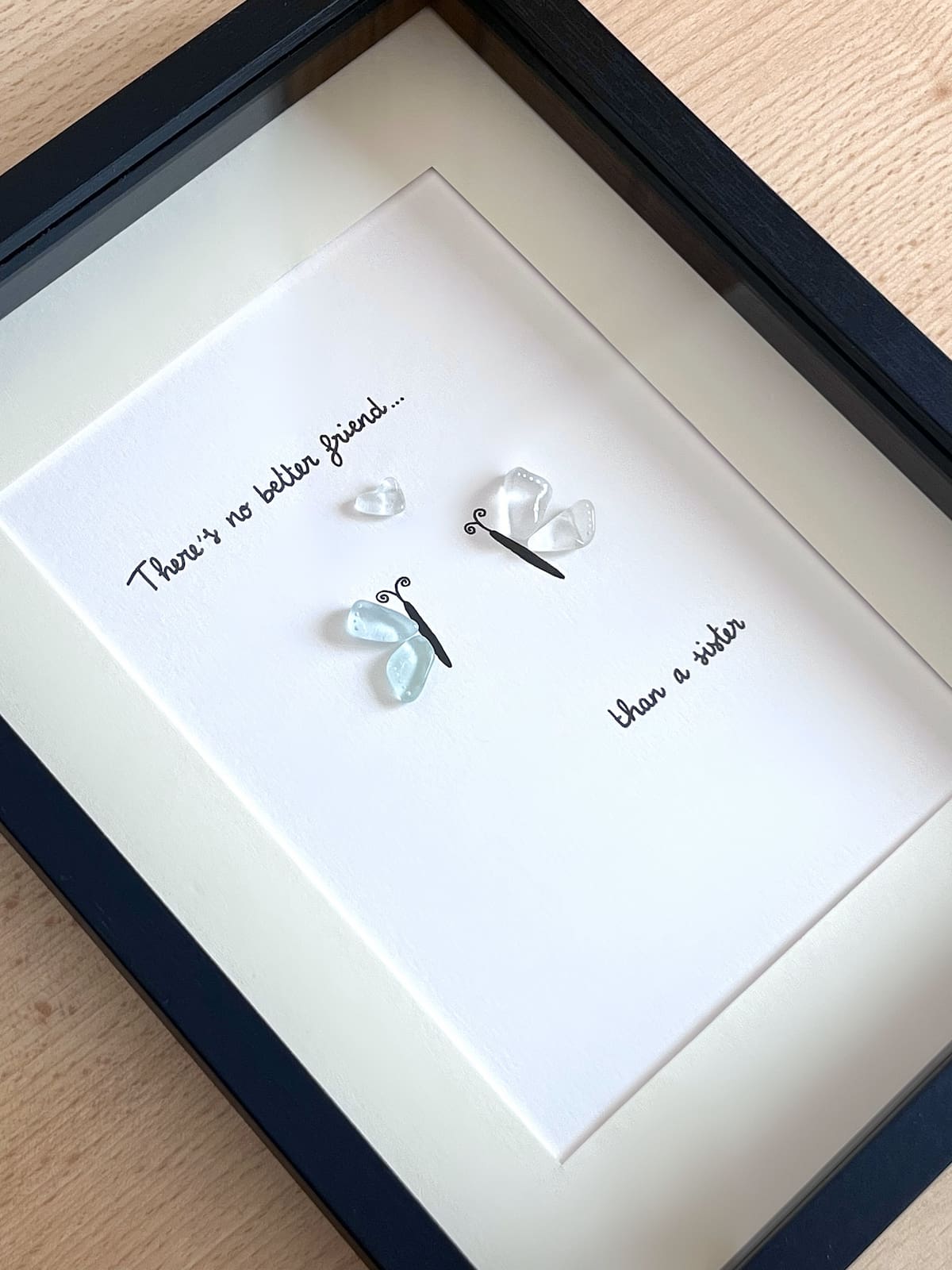"You Give Me Butterflies" - Personalized Sea Glass Picture Frame Gift