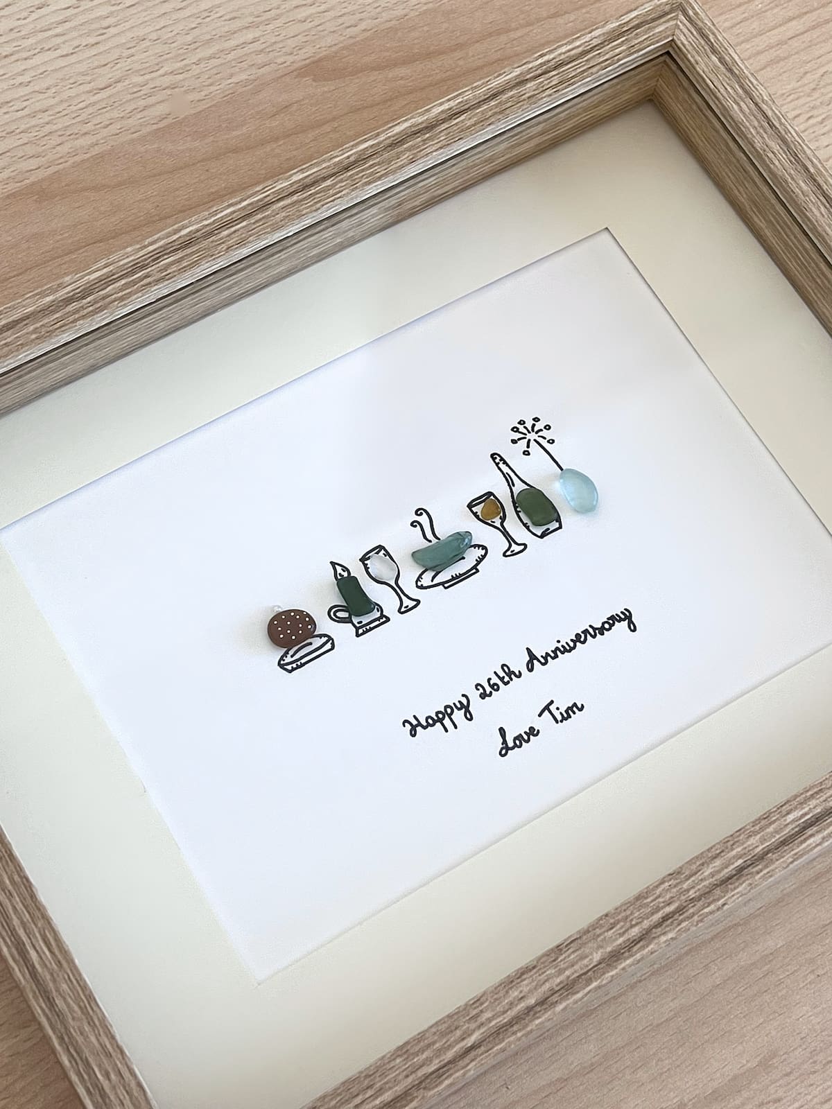 "Cita para Cenar" - Marco de Fotos Personalizado de Cristal de Mar