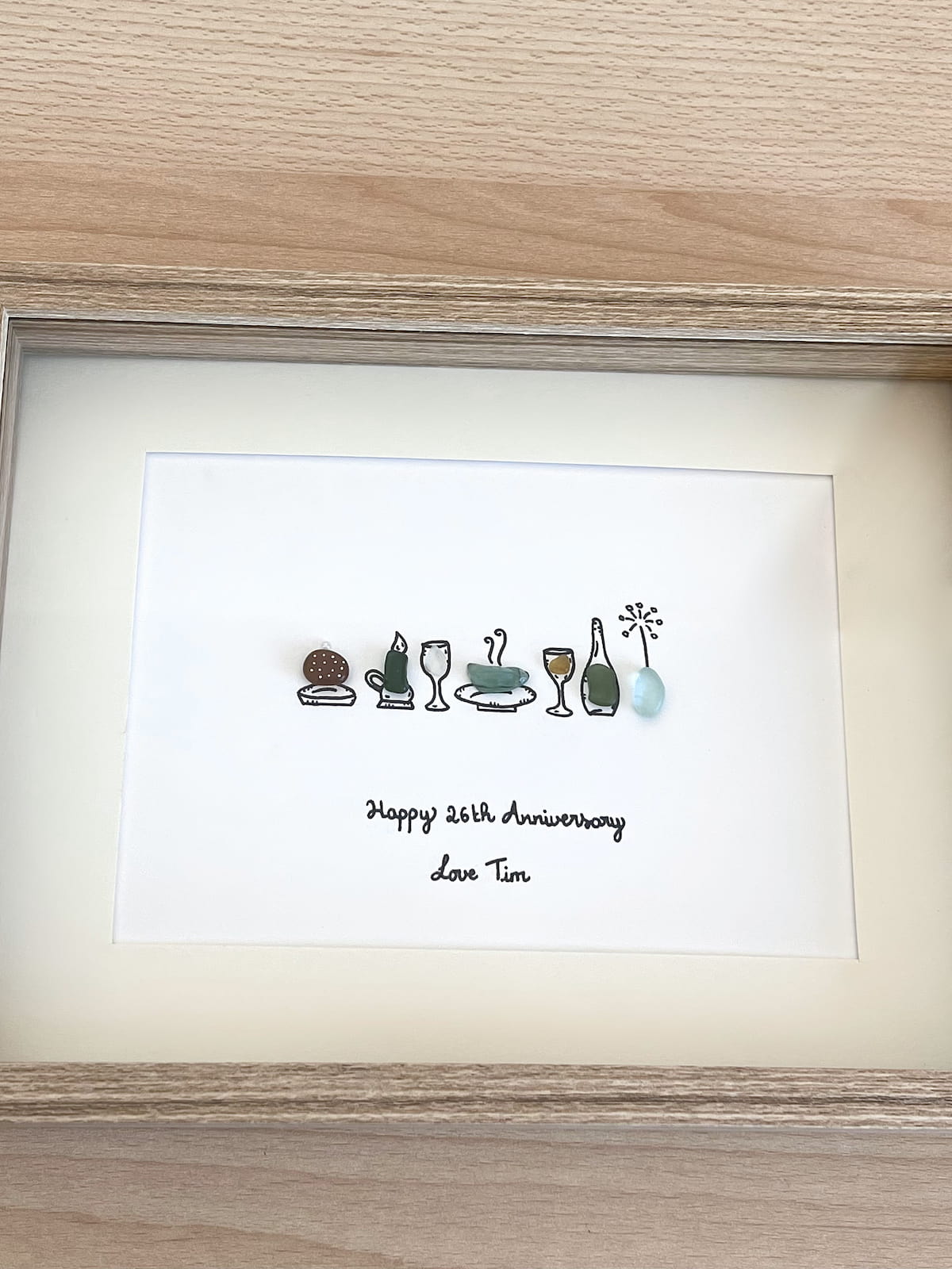 "Cita para Cenar" - Marco de Fotos Personalizado de Cristal de Mar