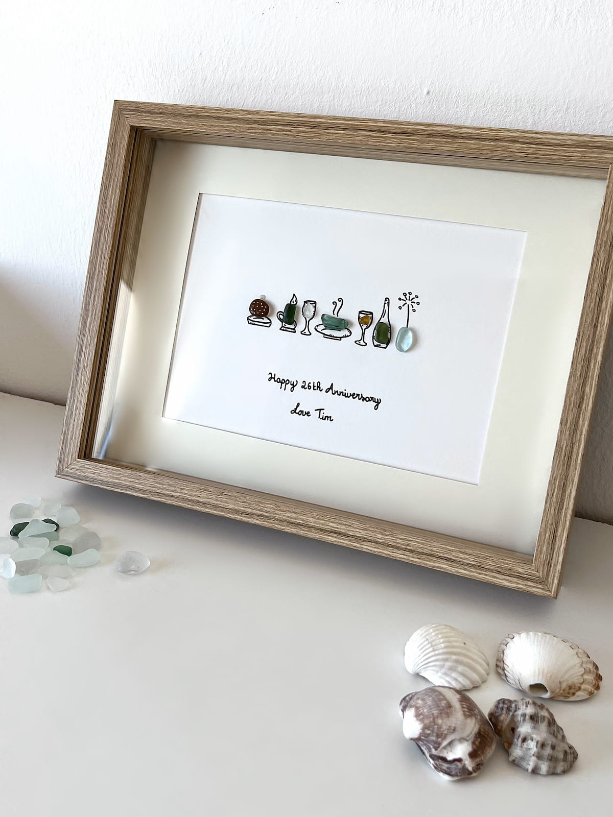 "Cita para Cenar" - Marco de Fotos Personalizado de Cristal de Mar