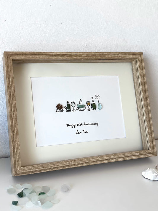 "Cita para Cenar" - Marco de Fotos Personalizado de Cristal de Mar