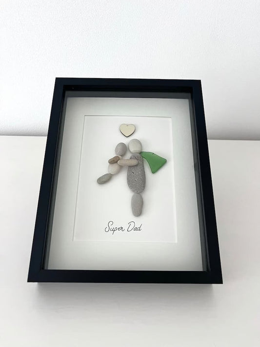 "Papá Superhéroe" - Marco de Fotos Personalizado Hecho a Mano para Regalo
