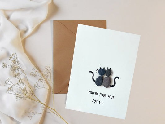 "Eres perfecto/a para mí" - Tarjeta de felicitación hecha a mano con guijarros