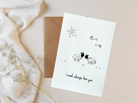 "I Wool Always Love You" - Handmade Sea Glass Greeting Card