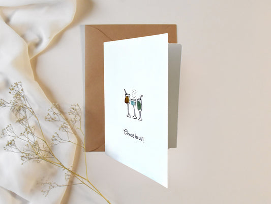 "¡Salud por nosotros!" - Tarjeta de felicitación hecha a mano con cristal de mar
