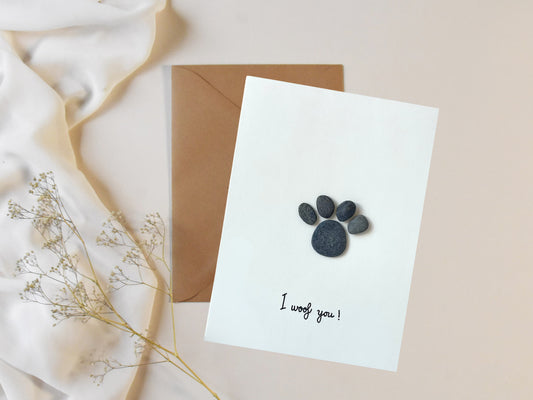 "I Woof You" - Handmade Pebble Greeting Card