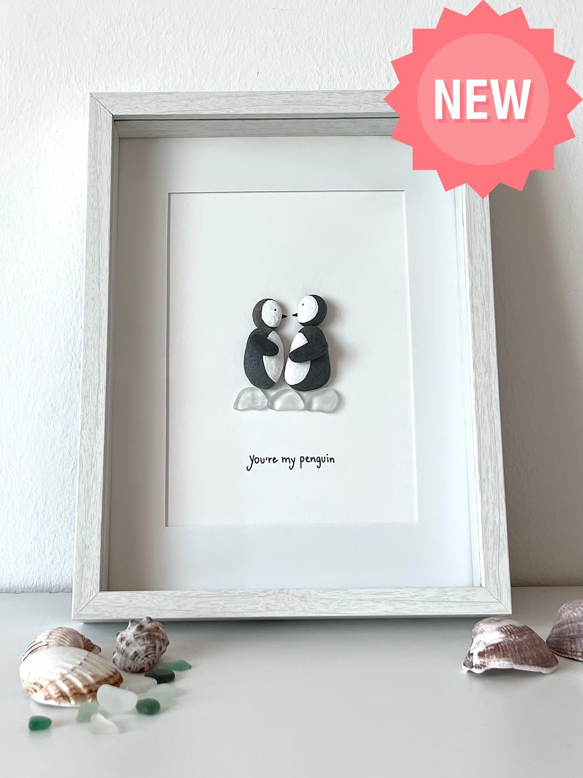 "You're My Penguin" - Personalized Sea Glass Picture Frame Gift
