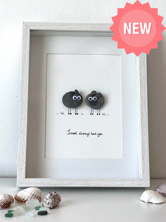 "We Are Woolly Meant To Be" - Personalized Pebble Picture Frame Gift
