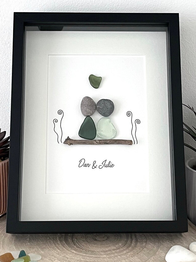 "Forever & Always" - Personalized Sea Glass & Pebble Picture Frame Gift
