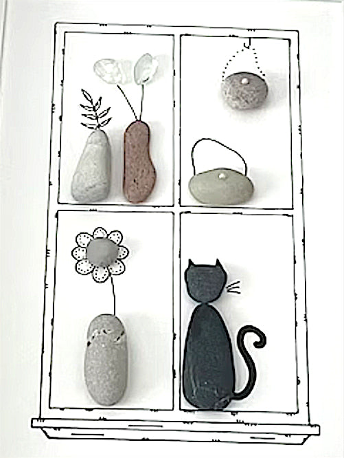 "Gato en Casa" - Marco de Fotos Personalizado con Cristal de Mar