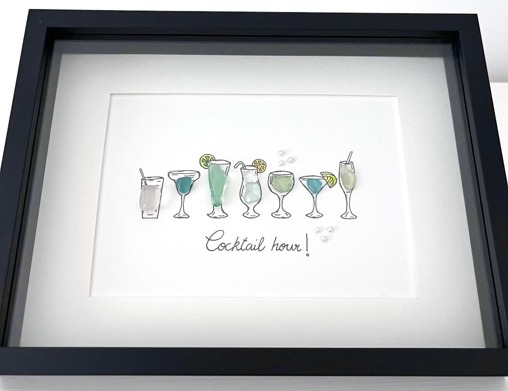 "Cocktail Celebration" - Personalized Sea Glass Picture Frame Gift