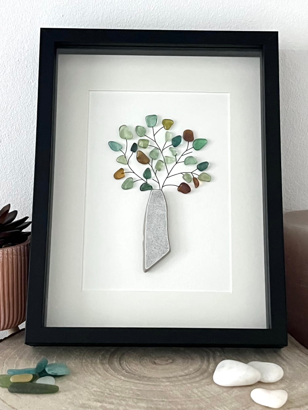 "Jarrón de cerámica con planta de cristal marino" - Marco de fotos personalizado para regalo