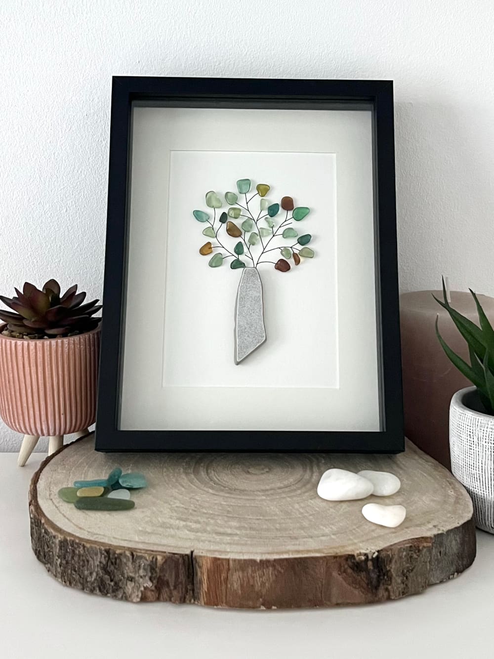 "Jarrón de cerámica con planta de cristal marino" - Marco de fotos personalizado para regalo