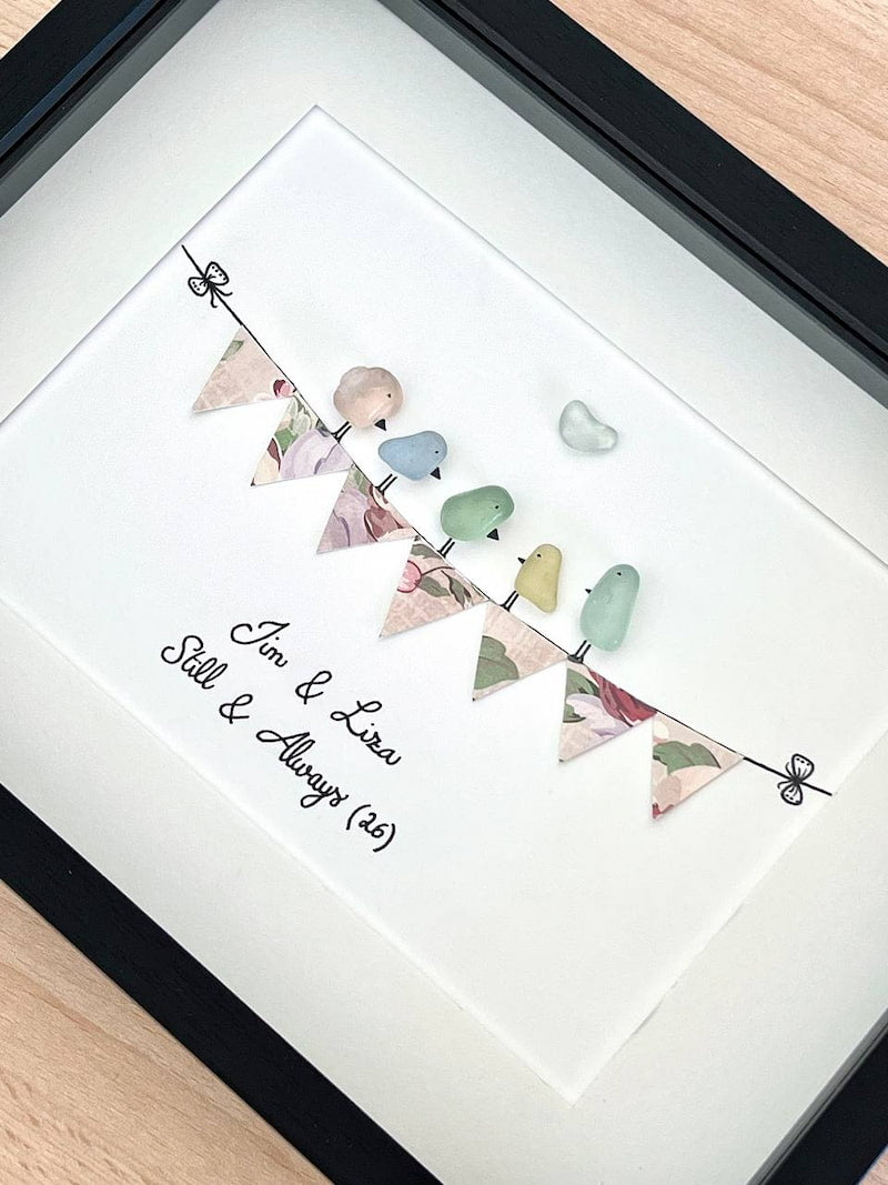 "Juntos es un hermoso lugar para estar" - Marco de fotos personalizado de cristal de mar