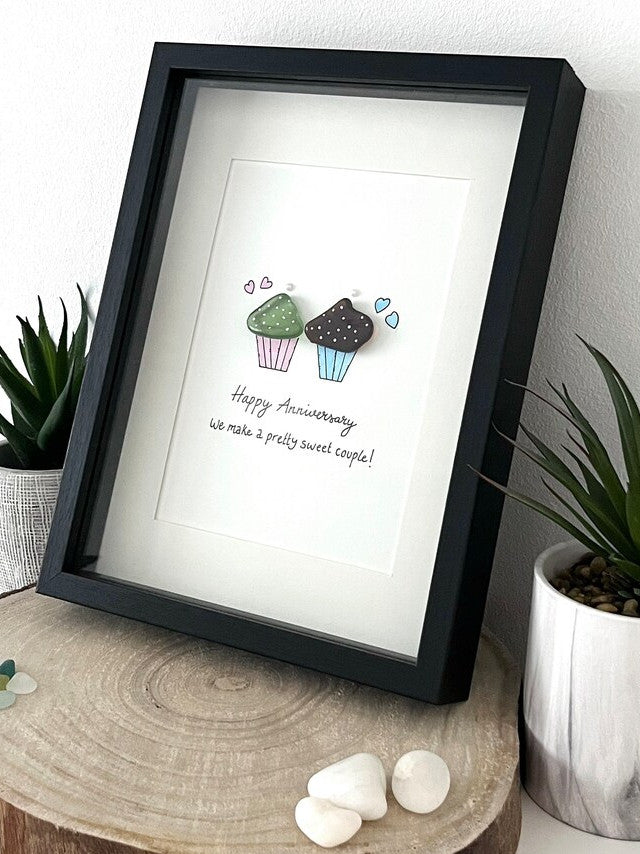 "We Make A Pretty Sweet Couple" - Personalized Sea Glass Picture Frame Gift