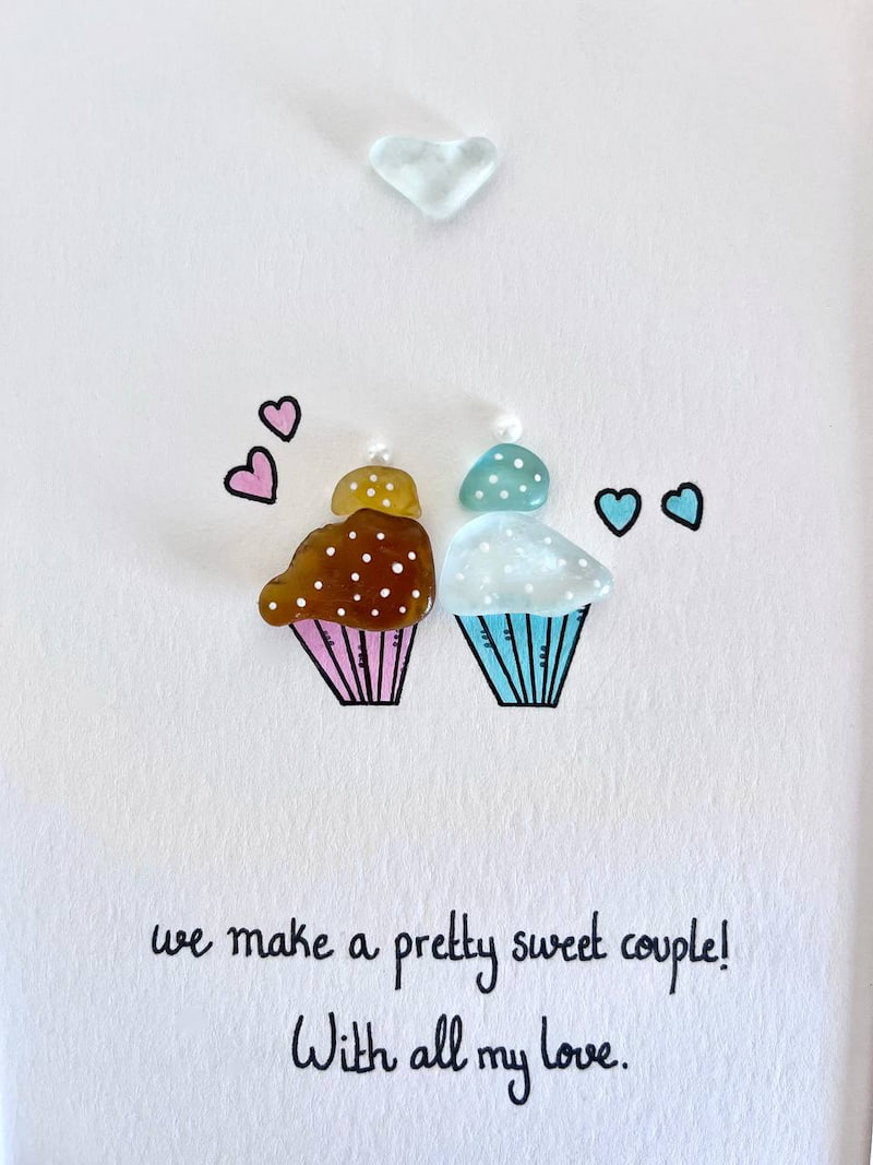 "We Make A Pretty Sweet Couple" - Personalized Sea Glass Picture Frame Gift