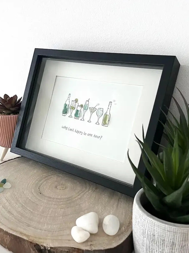 "Cocktail Celebration" - Personalized Sea Glass Picture Frame Gift